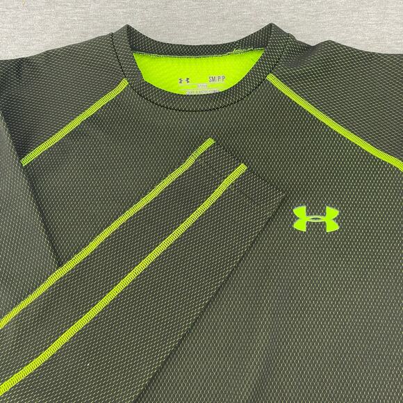 Under Armour Coldgear‎ Crew Neck Compression Shirt Dark Gray/ Green Mens Sz SM - Picture 1 of 8